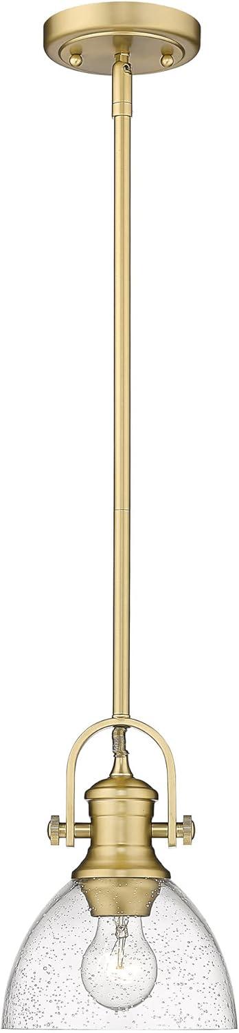 Golden Lighting Hines 1-Light Mini Pendant in Brushed Champagne Bronze with Seeded Glass