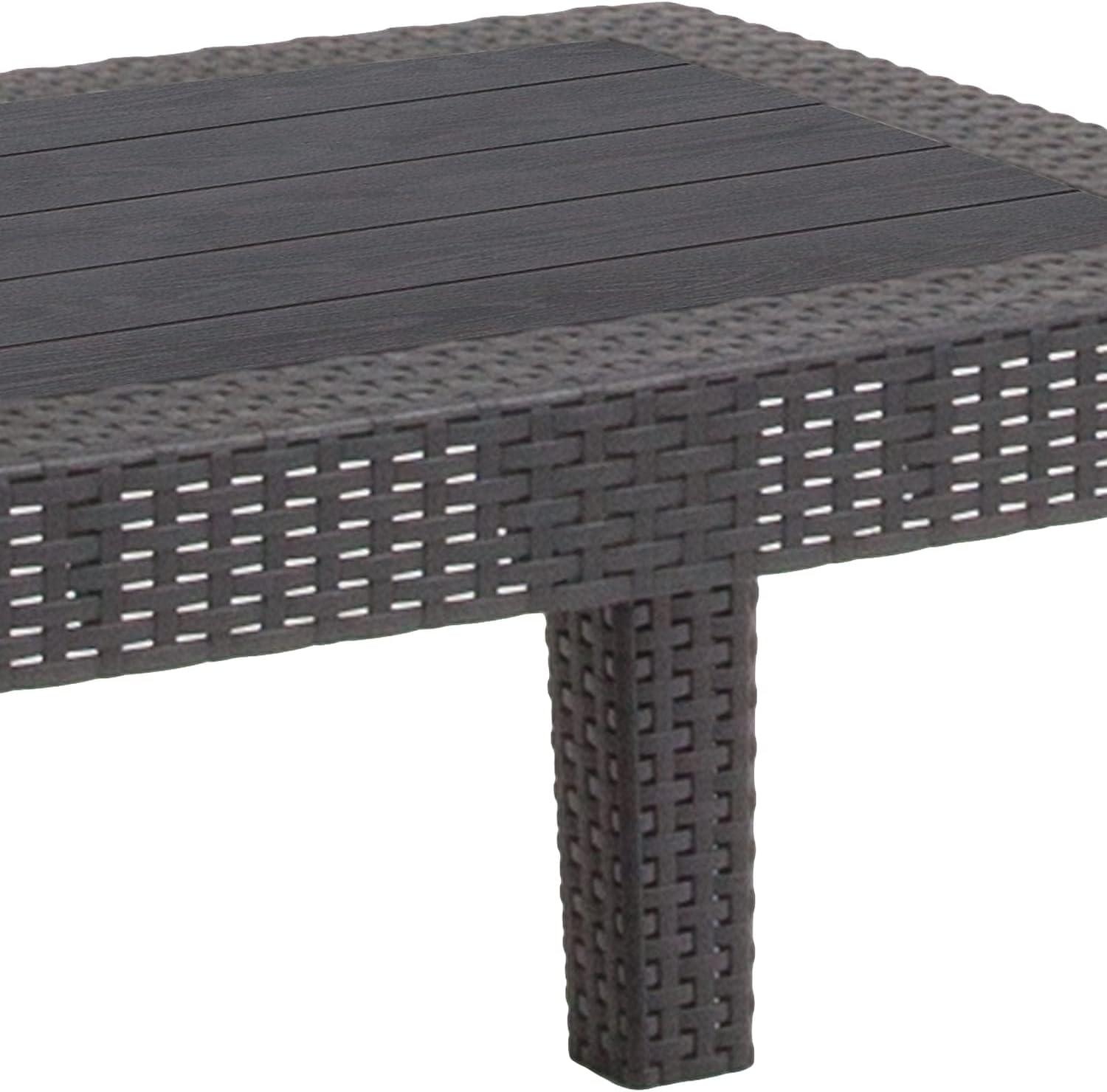 Flash Furniture Dark Gray Faux Rattan Coffee Table