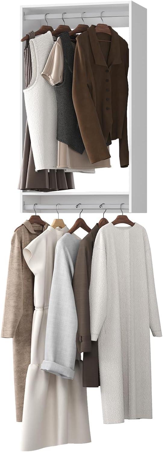 25.5 in. White Walk-in Modular Double Hanging Tower Unit with 1-Shelf, Wall Mount Wood Closet System