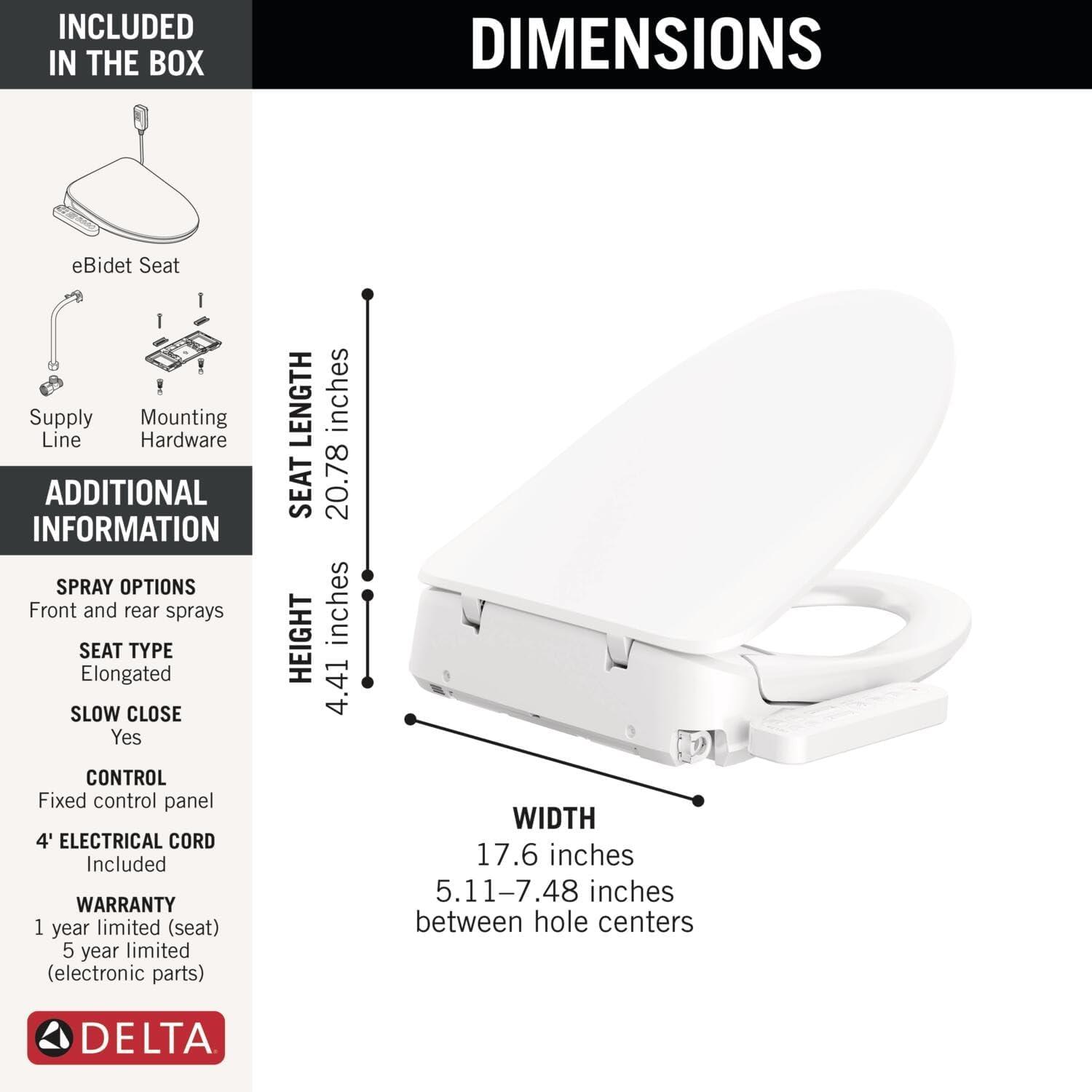 Refresh Standard Elongated Electric Bidet Toilet Seat