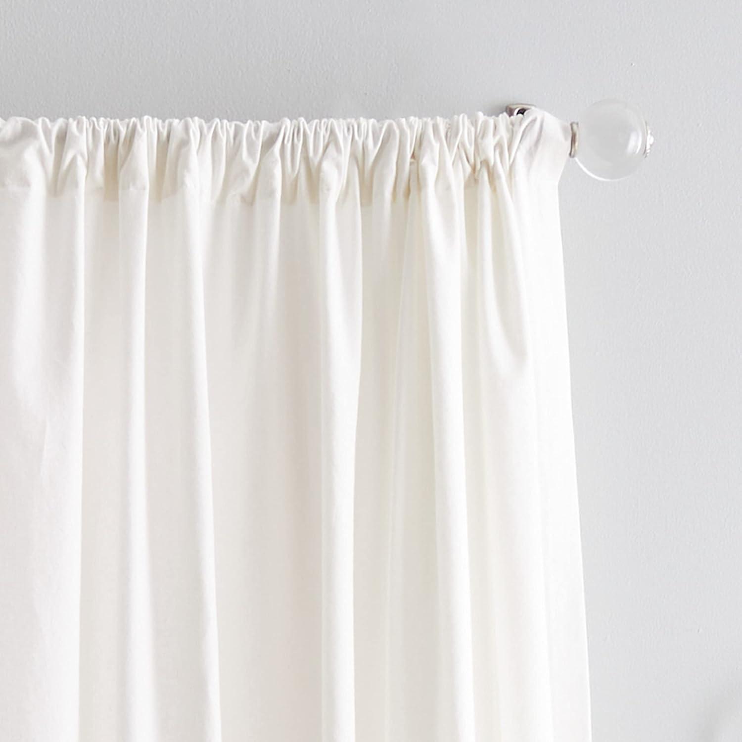 Winter White Cotton Light-Filtering Rod Pocket Curtains, 108" x 50"