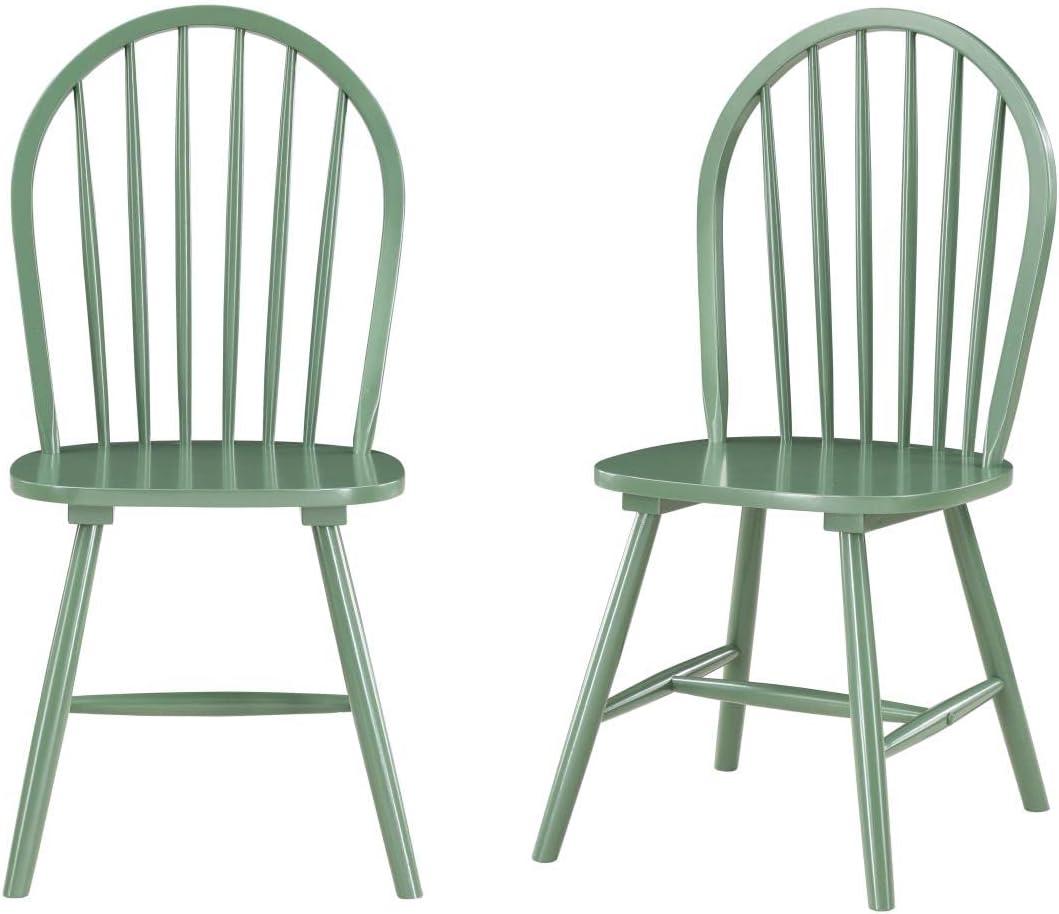 Boraam Carolina Rubberwood Equestrian Green Dining Room Chairs – Set of 2