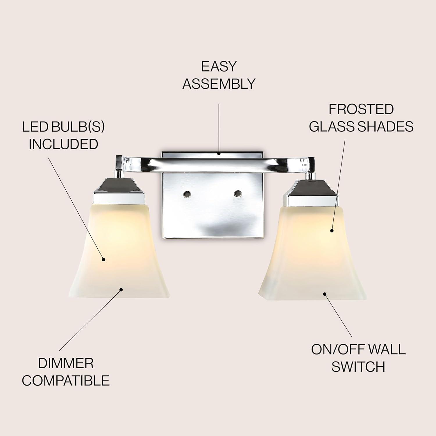 Staunton Chrome 2-Light LED Vanity Light with Glass Shades