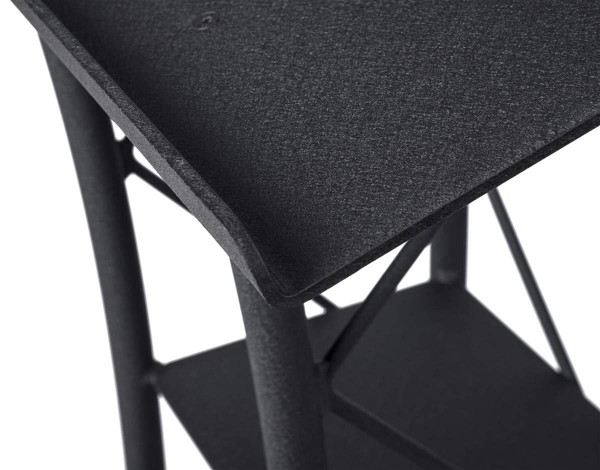 Displays2go Black Aluminum and Steel Truss Lectern with Curved Design (LCTTACBK)
