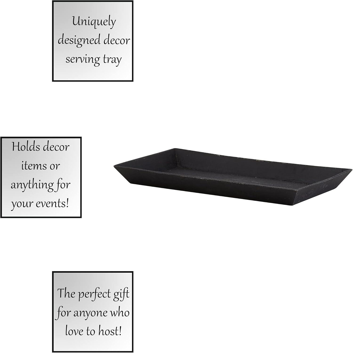 Rectangular Black Cast Iron Serving Tray, 10.2 x 5.8 Inches