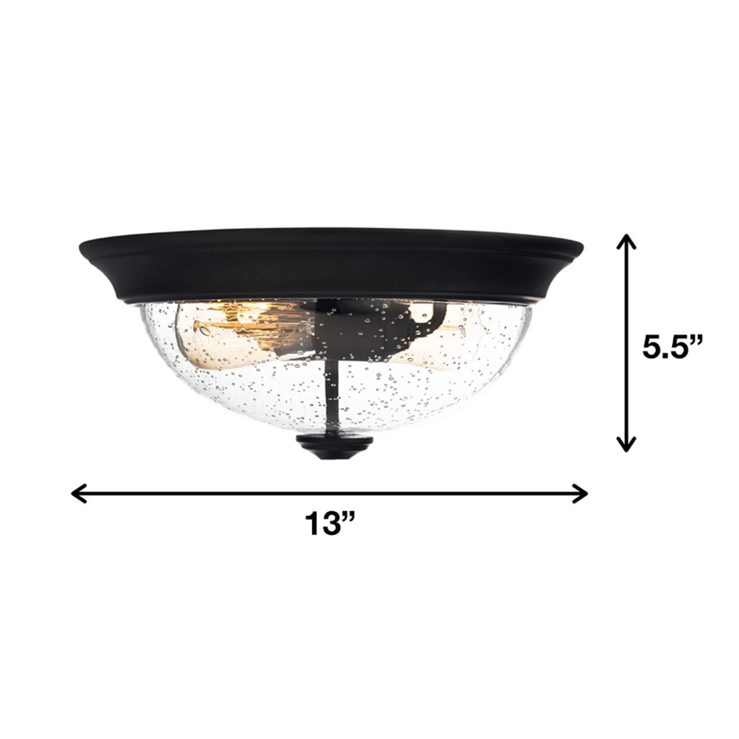 Prominence Home 51381 Designer Series Flushmount Lighting, 13" Seeded Glass, Low Profile, Bronze