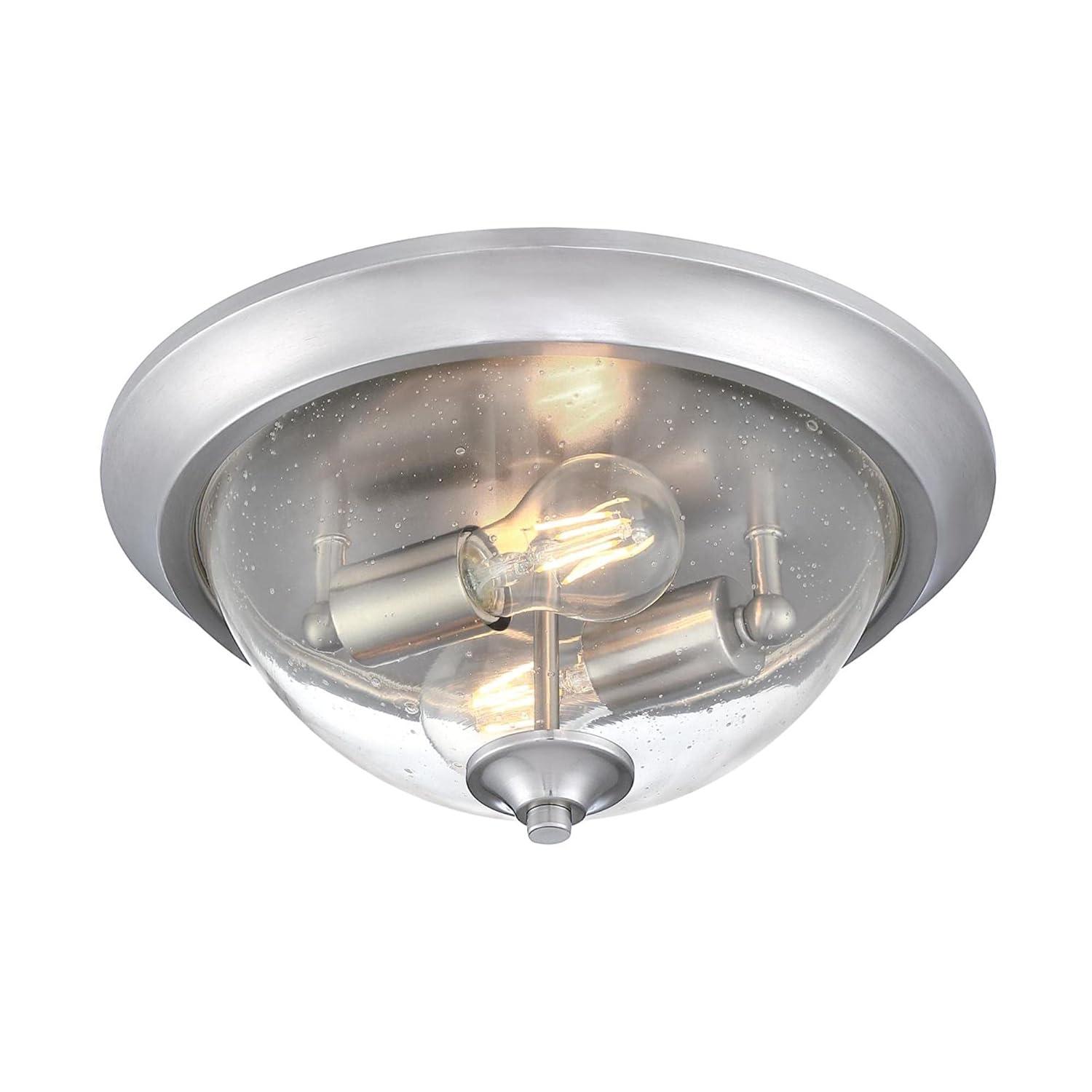 Westinghouse Lighting 6115900 13 in. Basset Two Light Indoor Flush Mount Fixture, Brushed Nickel