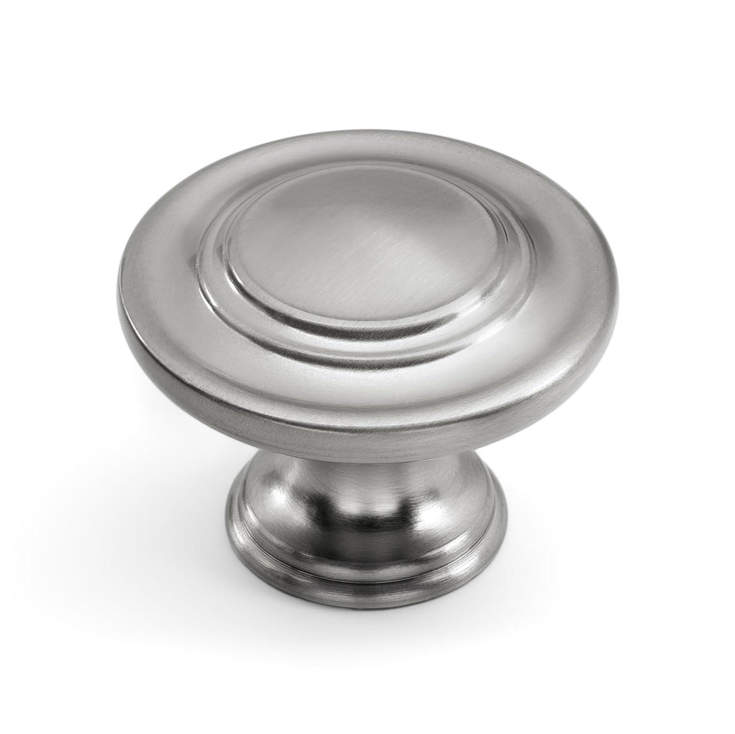 Satin Nickel Round Cabinet Knobs with Mounting Hardware, 1.32 inch