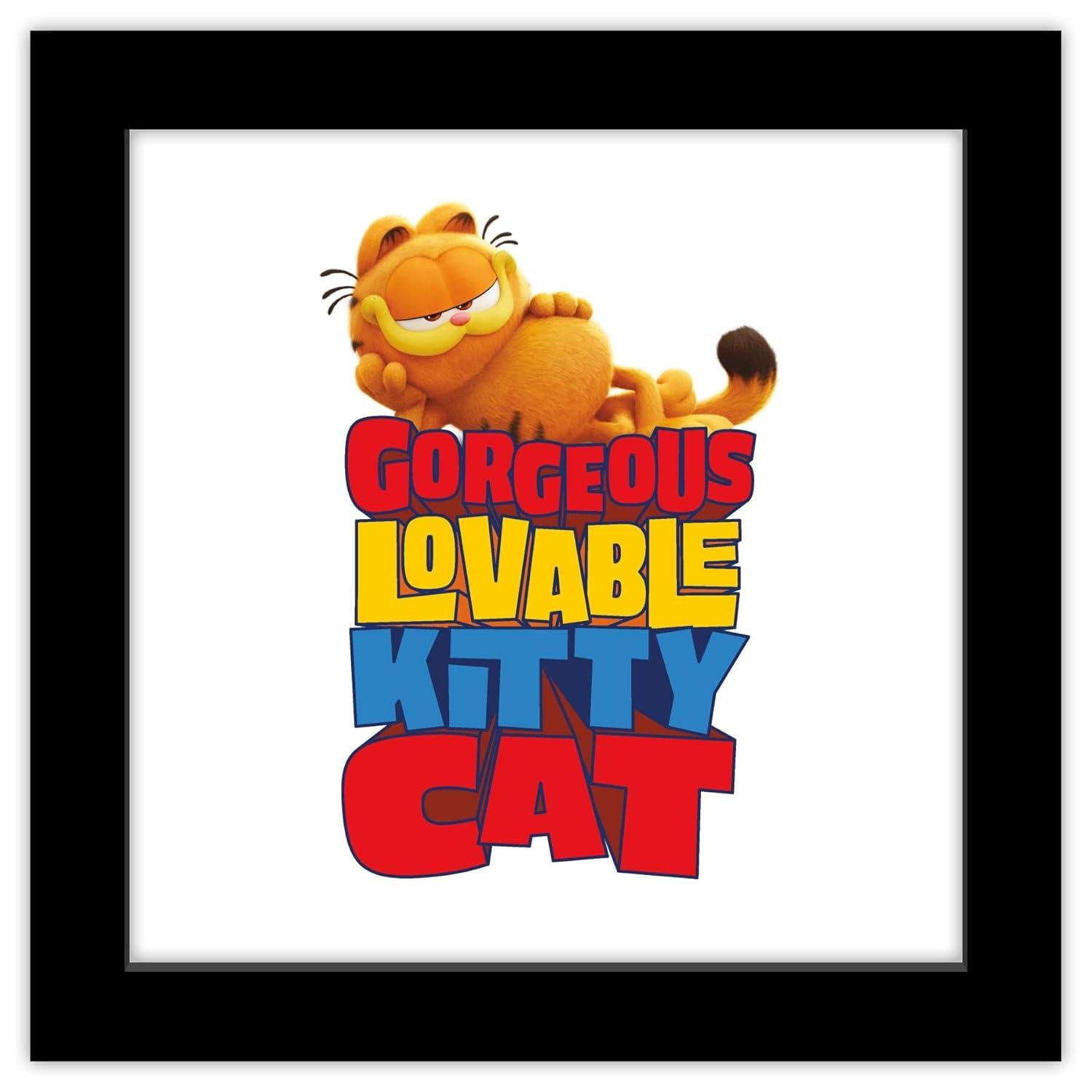 Gallery Pops The Garfield Movie - Gorgeous Lovable Kitty Cat Wall Art, Black Framed Version, 12" x 12"