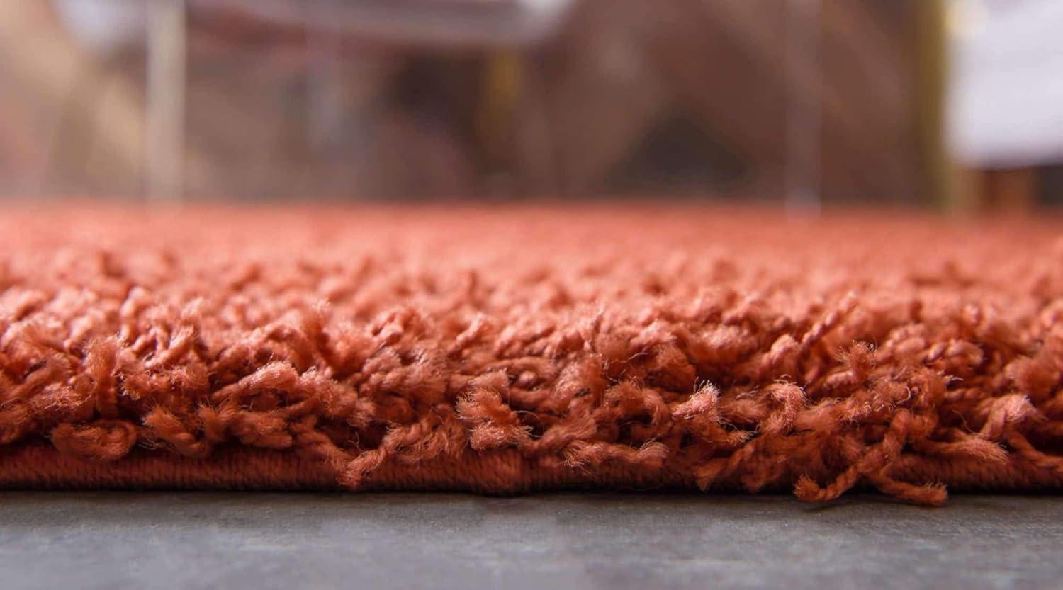 Unique Loom 8' 0 x 11' 0 Rectangle Solid Shag Terracotta Area Rug