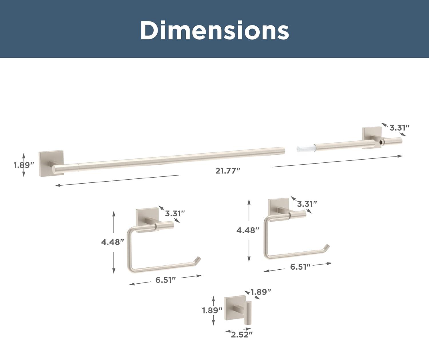 Franklin Brass Nash 4-Piece Bath Hardware Set 18" Towel Bar w/ Extender Toilet Paper Holder Towel Holder Towel Hook NASH64-BN