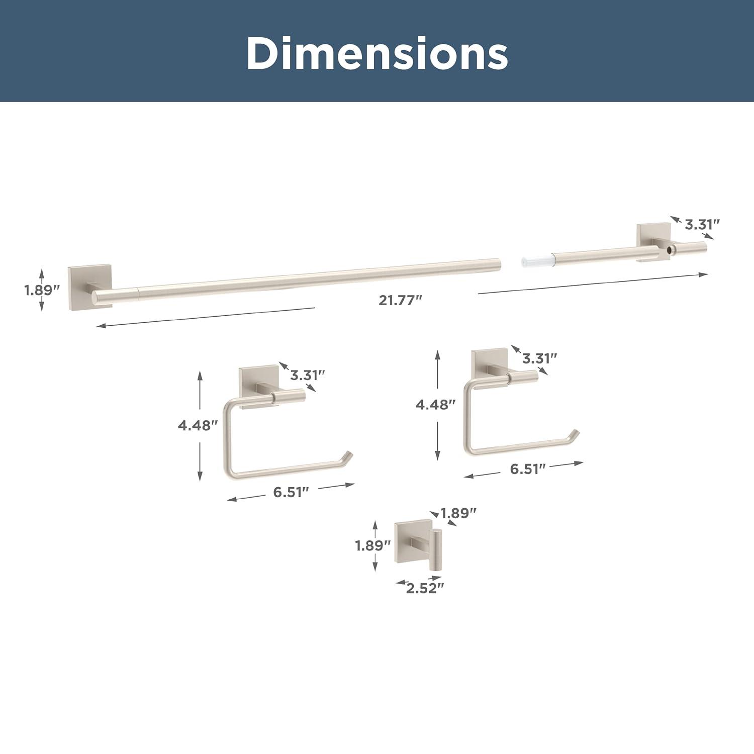 Franklin Brass Nash 4-Piece Bath Hardware Set 18" Towel Bar w/ Extender Toilet Paper Holder Towel Holder Towel Hook NASH64-BN