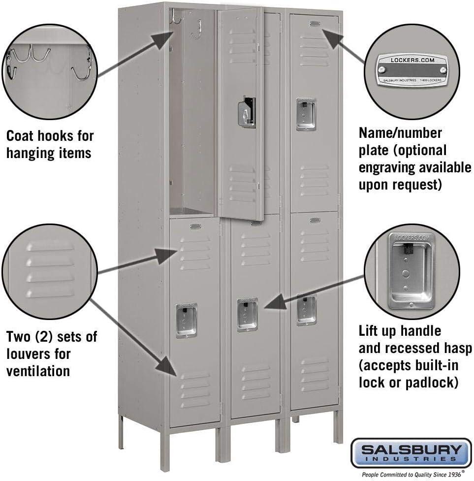 Gray 78" Freestanding Double Tier Metal Office Locker