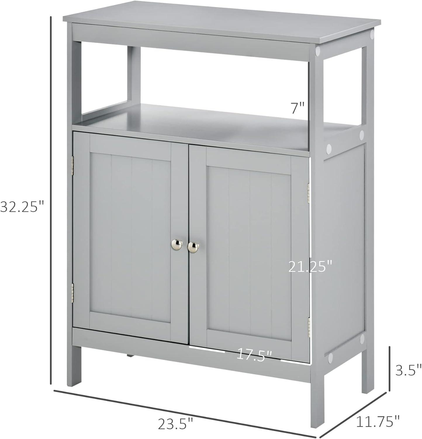 kleankin Freestanding Modern Bathroom Storage Cabinet, with Doors and Open Shelf, Bathroom Organizer Furniture