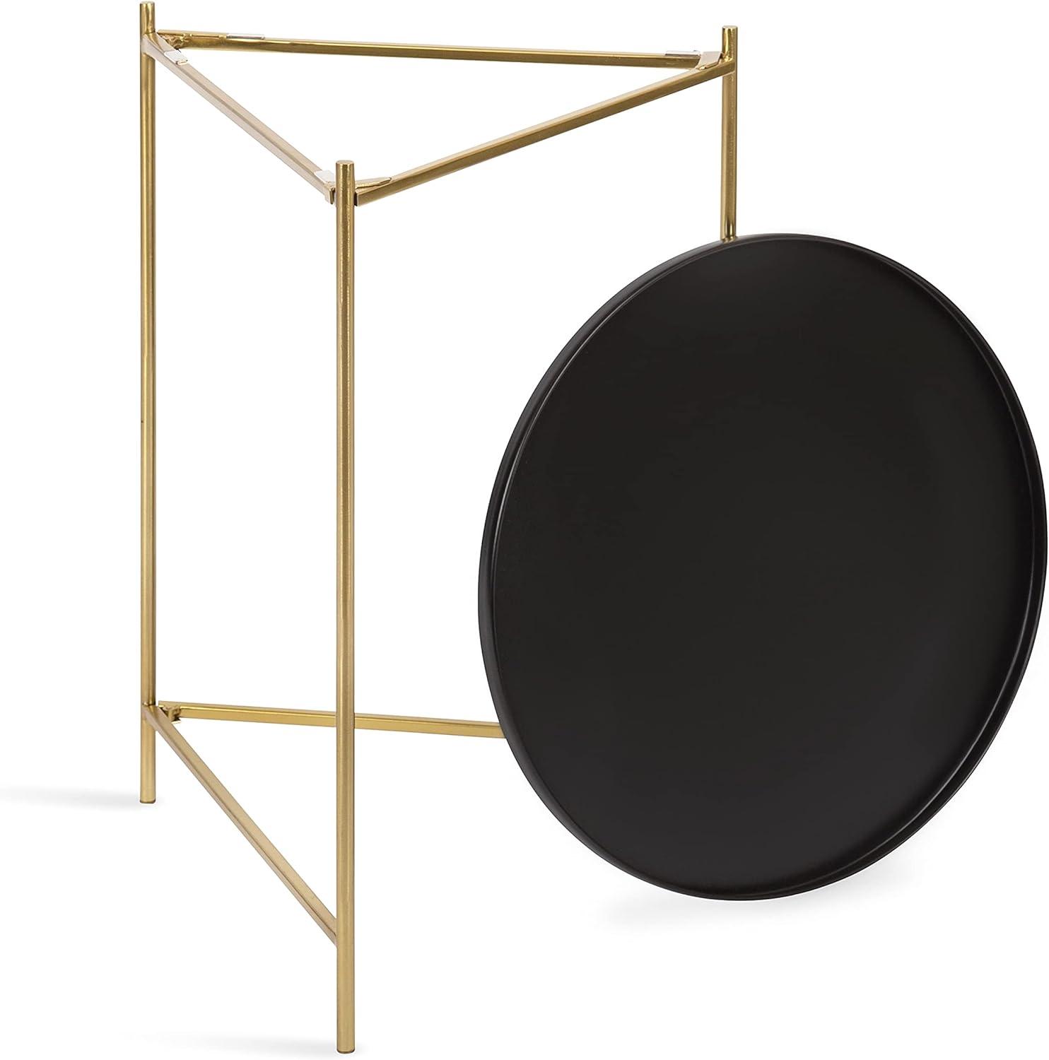 Kate and Laurel Ulani Round Metal Nesting Table, 2 Piece, Black and Gold
