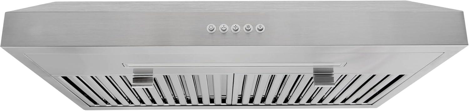Vesta Charlotte 500cfm Under Cabinet Range Hood With 3 Levels Of Speed, Mechanical Buttons Control, Dishwasher Friendly Baffle Filters, Flexible Vent Connectors, Long LED Stripe