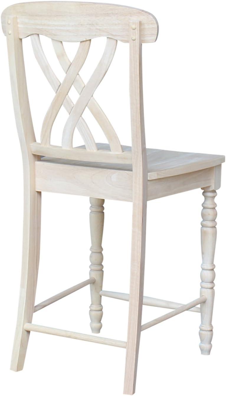 24" Lattice Counter Height Barstool Unfinished - International Concepts