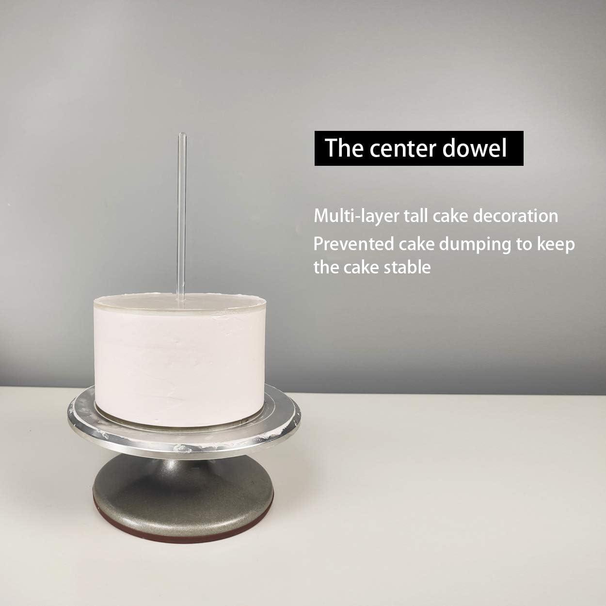 Acrylic Cake Discs Set - Round Buttercream Cake Decorating Tools with 6 Acrylic Discs(2 Each of 6.5”, 8.5”, 10.5"), 2 Icing Scraper and 3 Center Dowel - for Serving Bake Goods