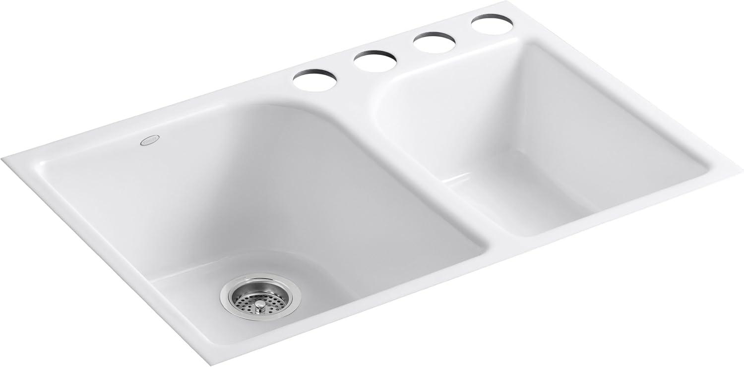 Executive Chef™ 33" L x 22" W Undermount Kitchen Sink with 4 Oversize Faucet Holes