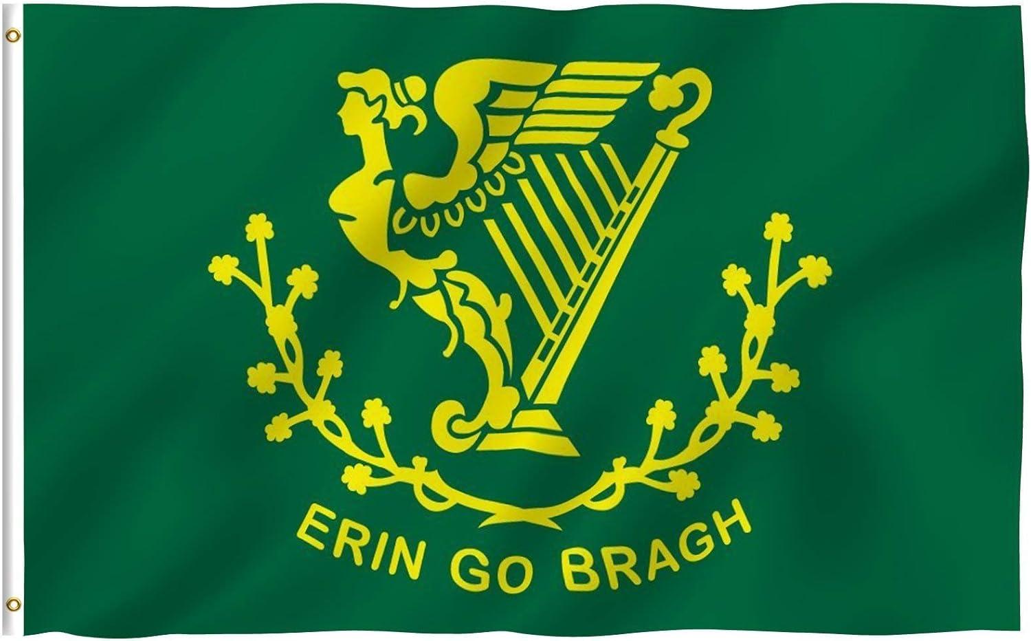 Erin Go Bragh Green Polyester 3x5 ft Flag with Brass Grommets