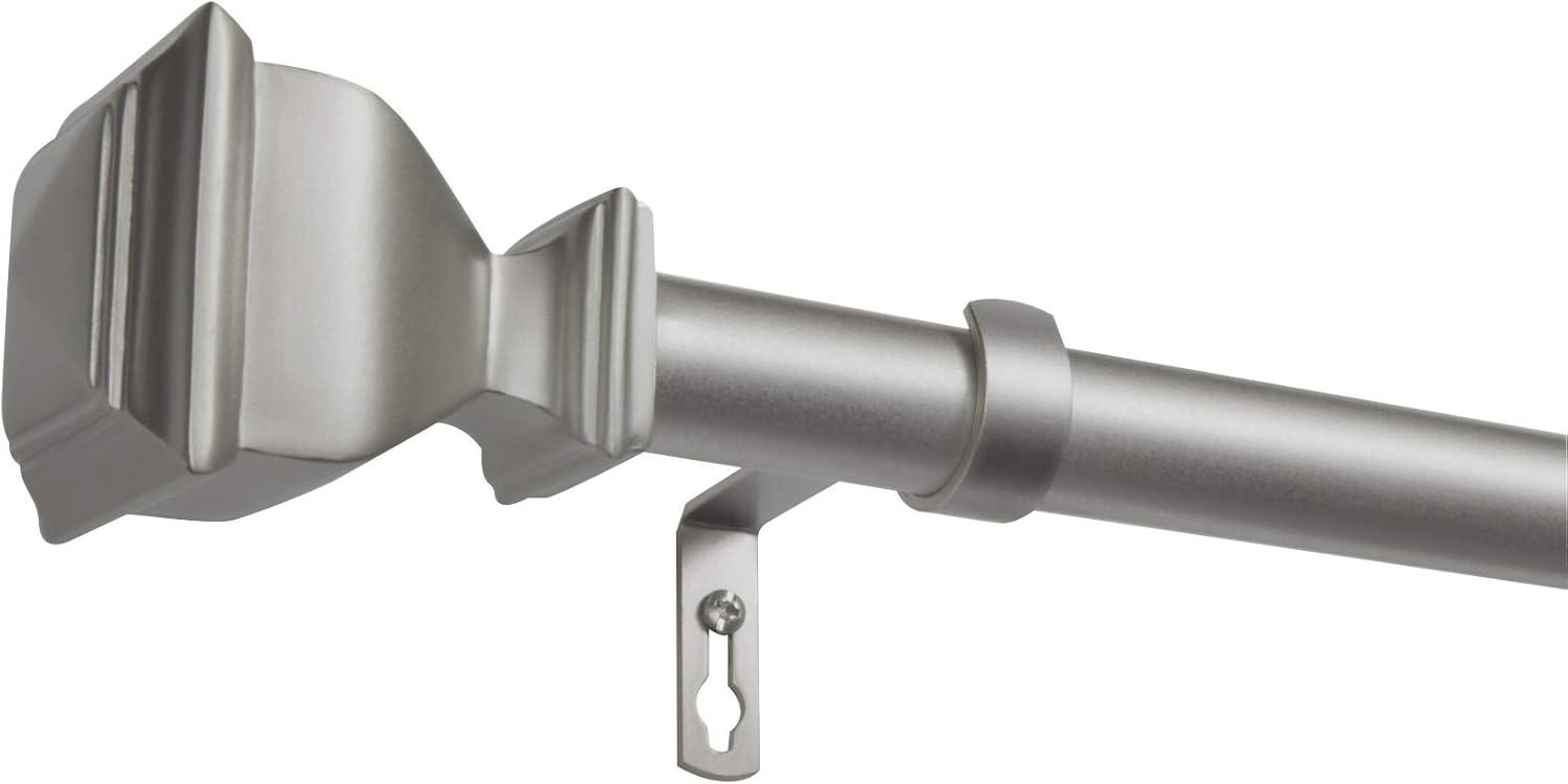 Napoleon Matte Silver Adjustable Indoor/Outdoor Curtain Rod with Square Finials