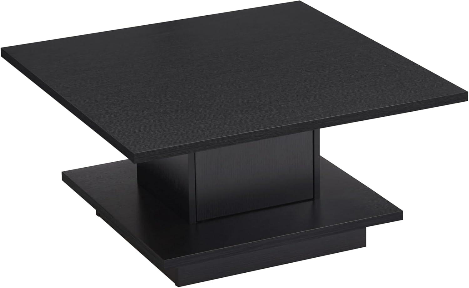 24/7 Shop at Home Lukas 31 inch Square Coffee Table with Hidden Storage and Base Shelf, Contemporary Furniture for Living Room, Home Office, Apartment, Small Space, Black