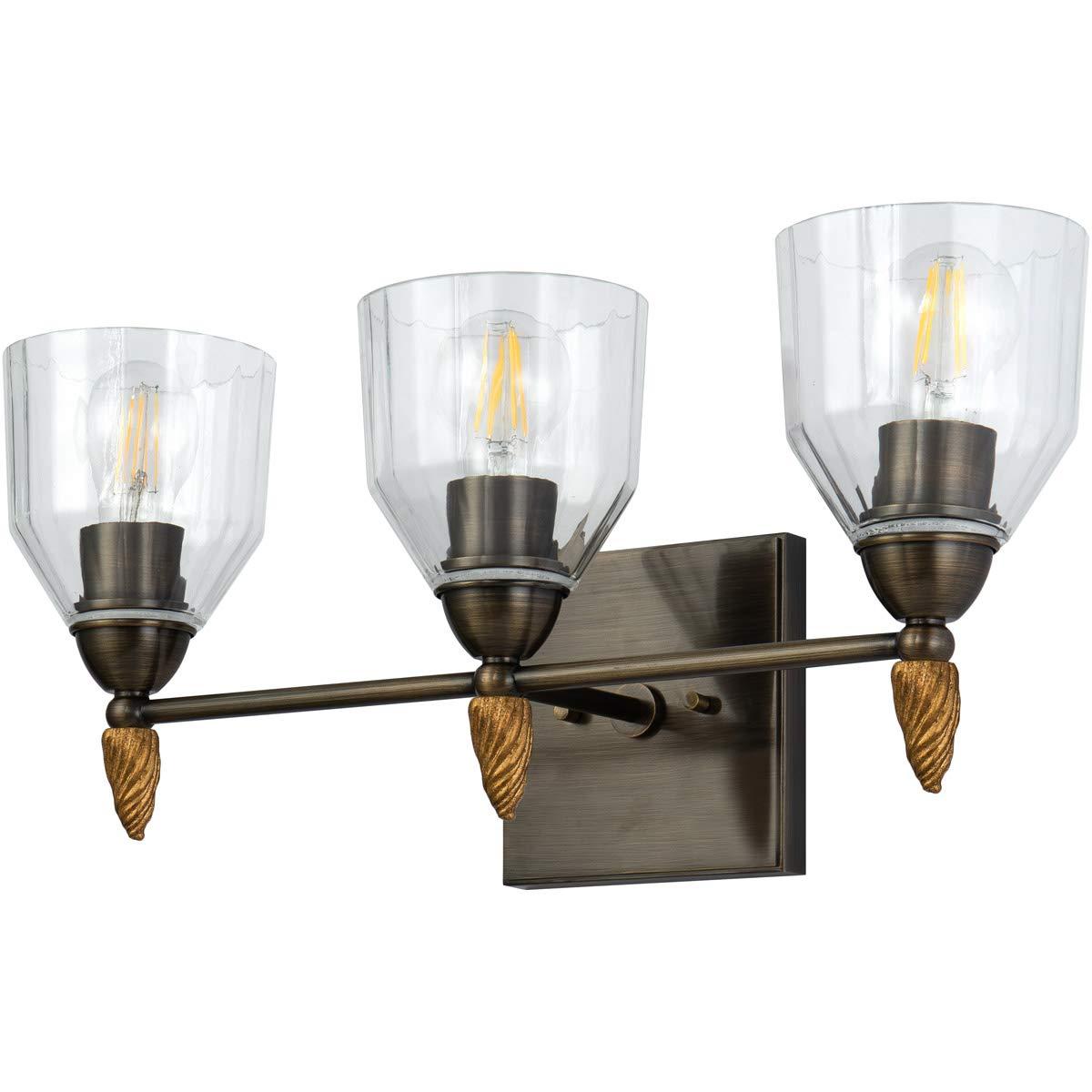 Lucas McKearn Felice Tocador de Baño de Metal con Forma de Bellota de 3 Luces en Bronce Oscuro