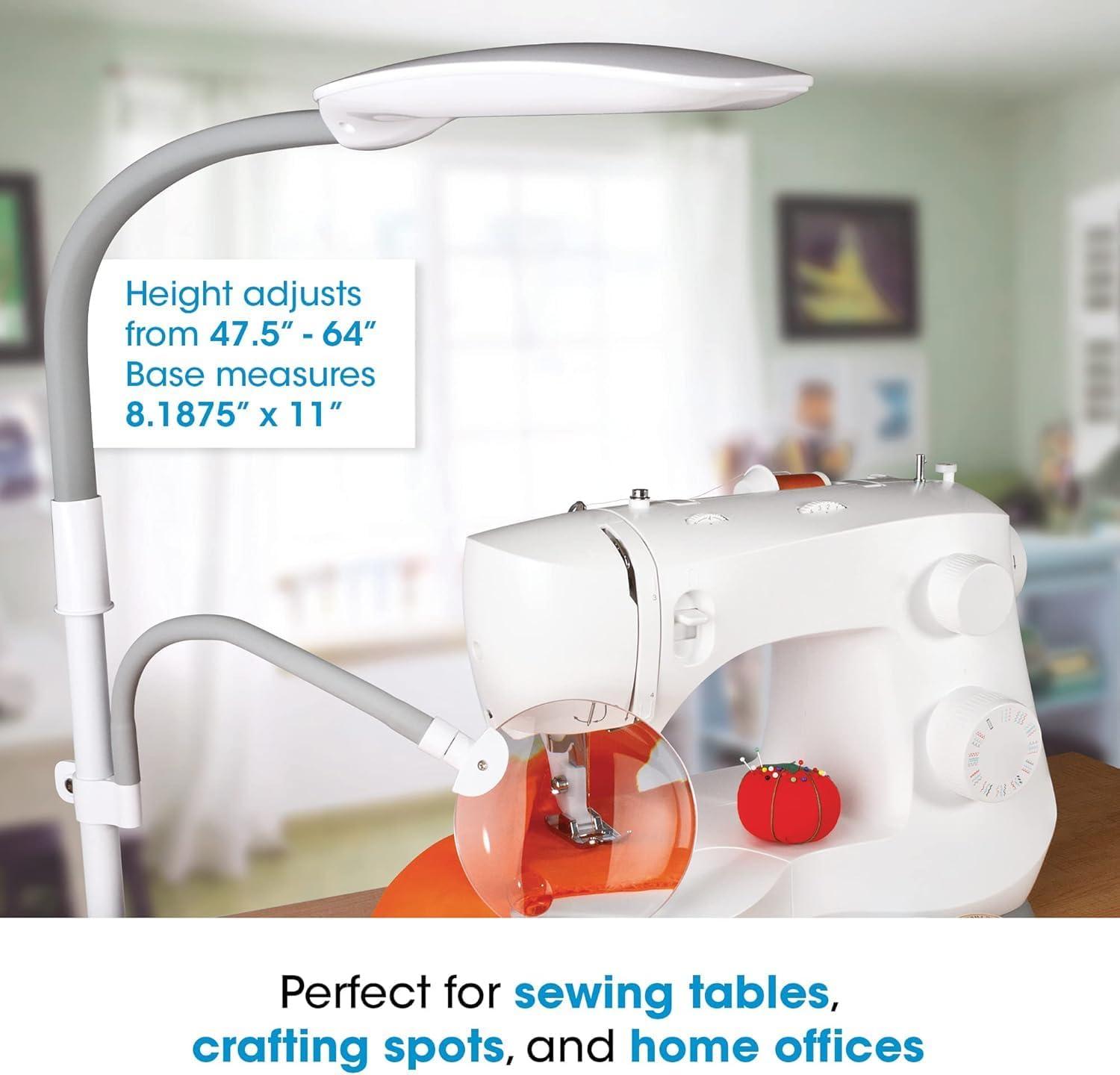 LED Floor Lamp with Magnifier - OttLite: ClearSun LED, Adjustable Height 47.5-64", Rimless Lens