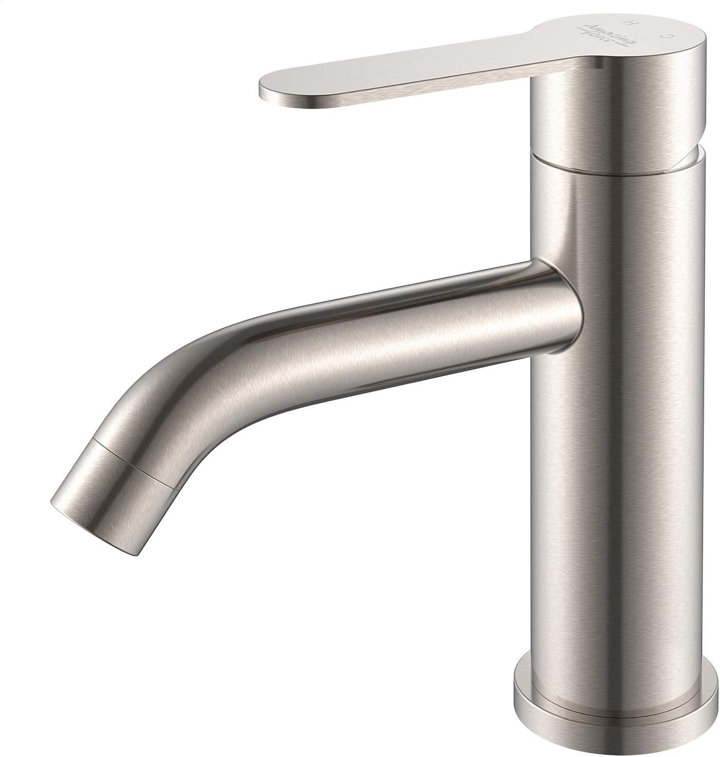 Brushed Nickel Single Handle Bathroom Faucet with Lever