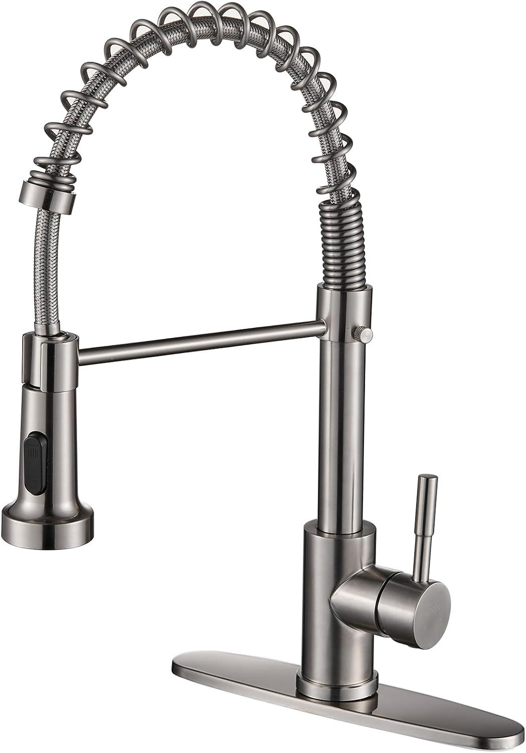 Single Handle Pull-Down Kitchen Faucet with Deck Plate