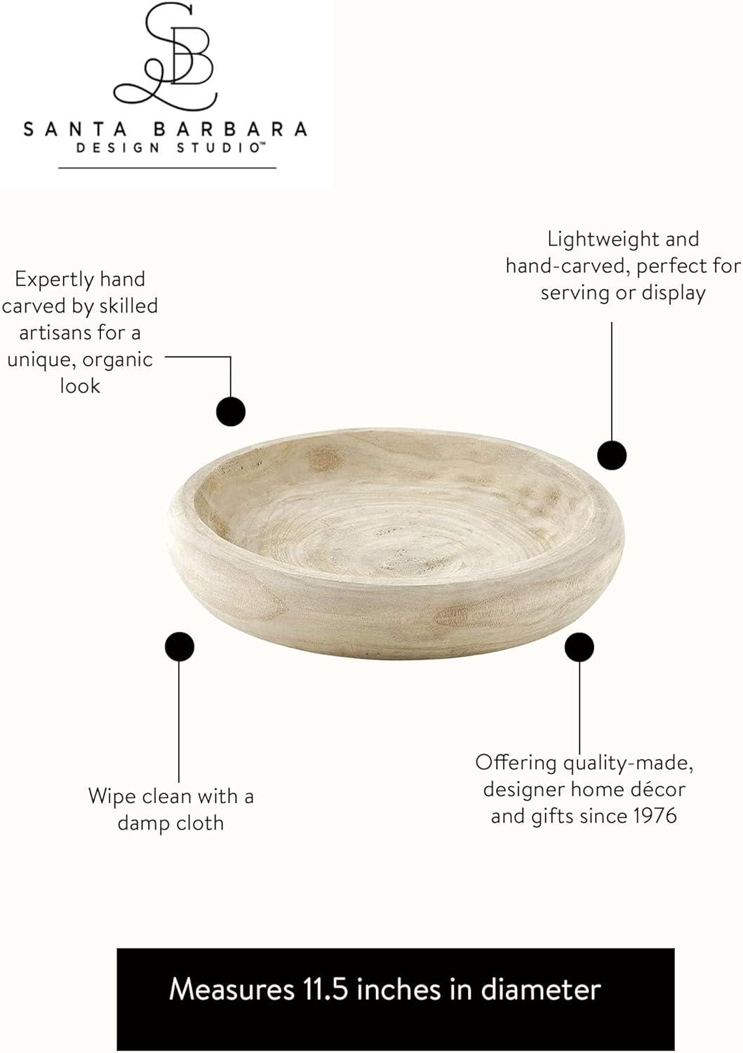 Santa Barbara Design Studio Table Sugar Hand Carved Paulownia Wood Serving Bowl, Large, Natural