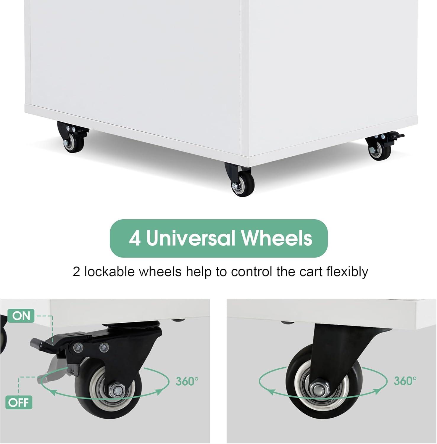 BarberPub Salon Trolley Makeup Organizer with Drawer and Cabinet