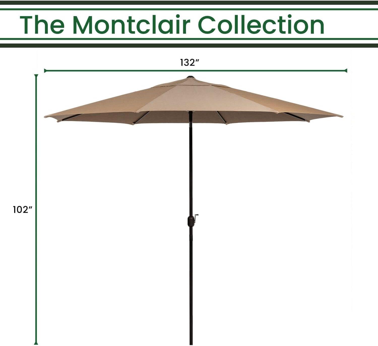 Hanover Montclair 11-Ft. Market Outdoor Umbrella in Tan