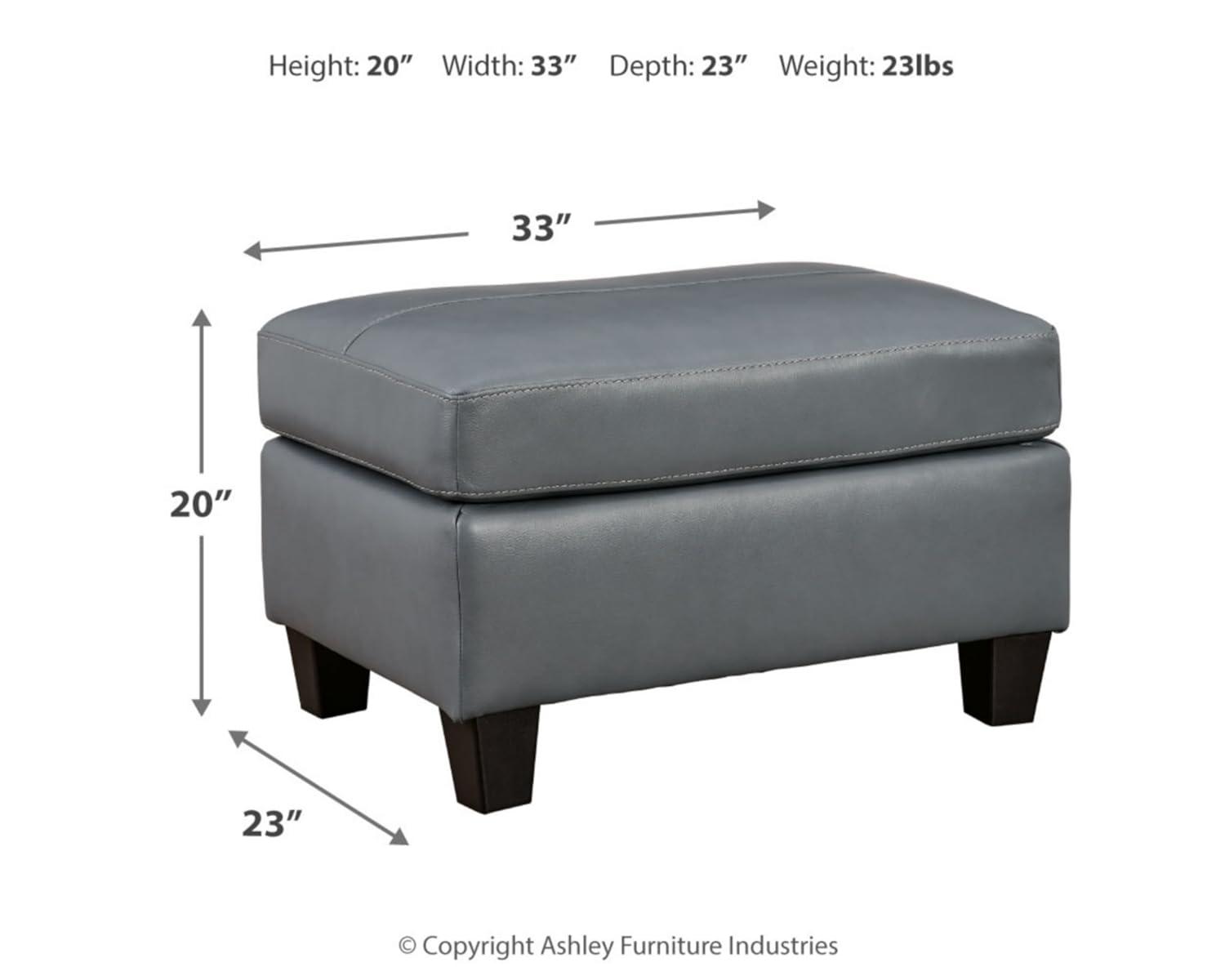 Signature Design by Ashley Contemporary Genoa Ottoman Leather Steel