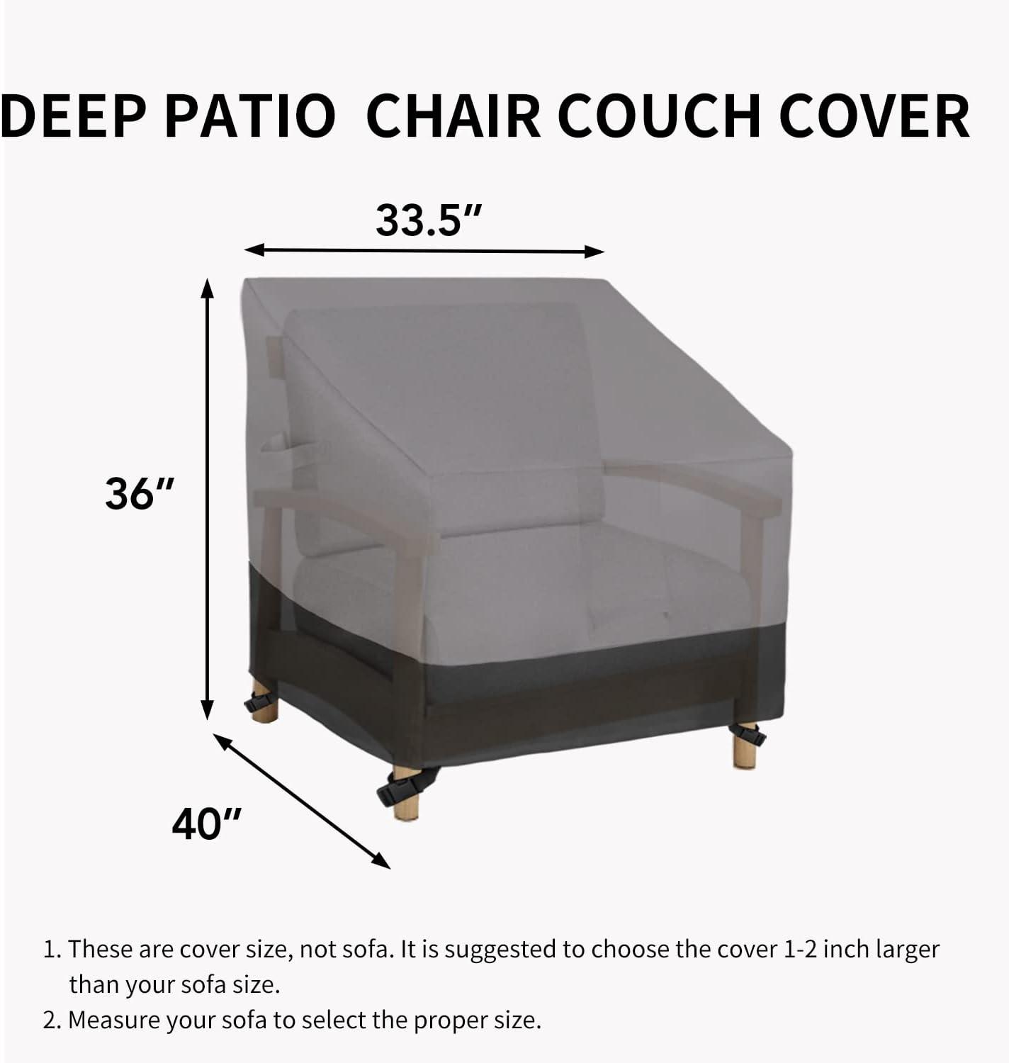 Gray and Black Waterproof Heavy Duty Outdoor Chair Cover