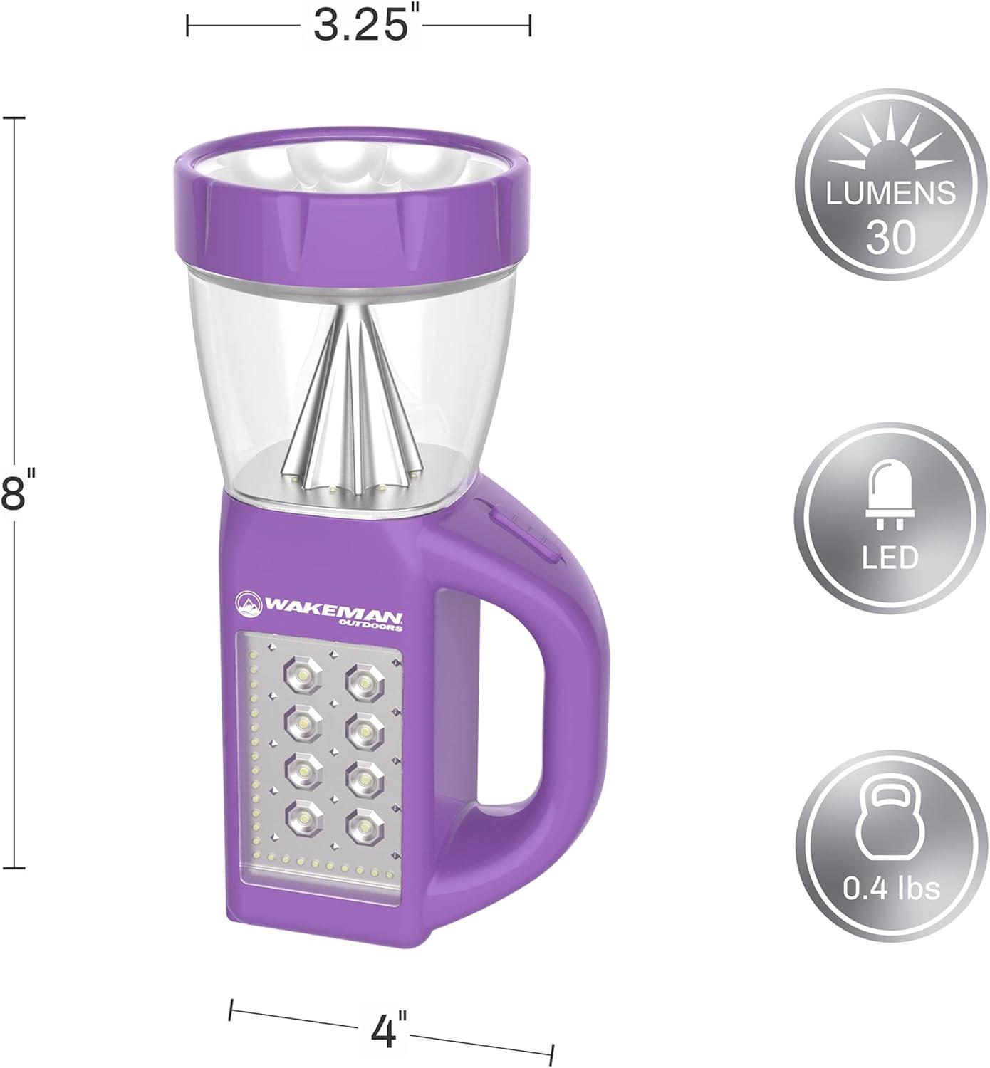 3-in-1 LED Lantern - Compact, Lightweight Camping Light, Flashlight, and Panel Illumination for Reading and Emergencies by Wakeman Outdoors (Purple)