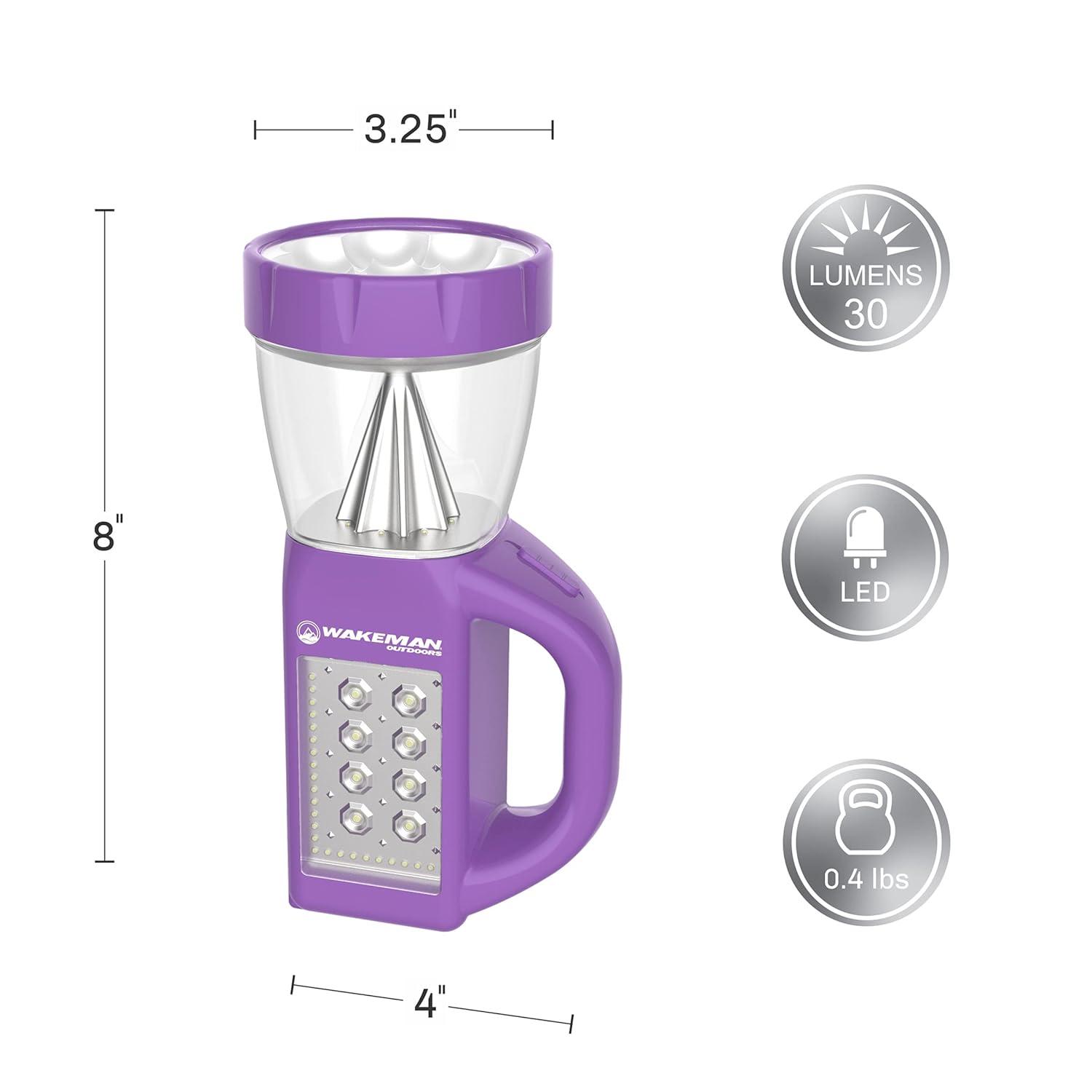 3-in-1 LED Lantern - Compact, Lightweight Camping Light, Flashlight, and Panel Illumination for Reading and Emergencies by Wakeman Outdoors (Purple)