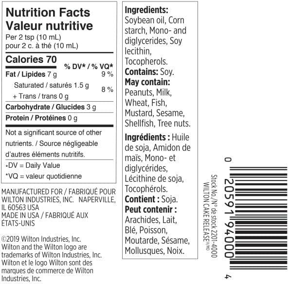 Wilton Cake Release Non-Stick Pan Coating, Soybean Oil, 8 fl. oz. Plastic Bottle