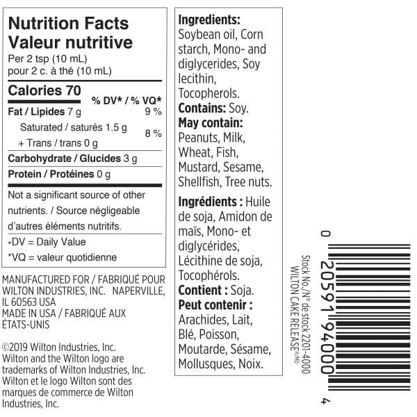 Wilton Cake Release Non-Stick Pan Coating, Soybean Oil, 8 fl. oz. Plastic Bottle