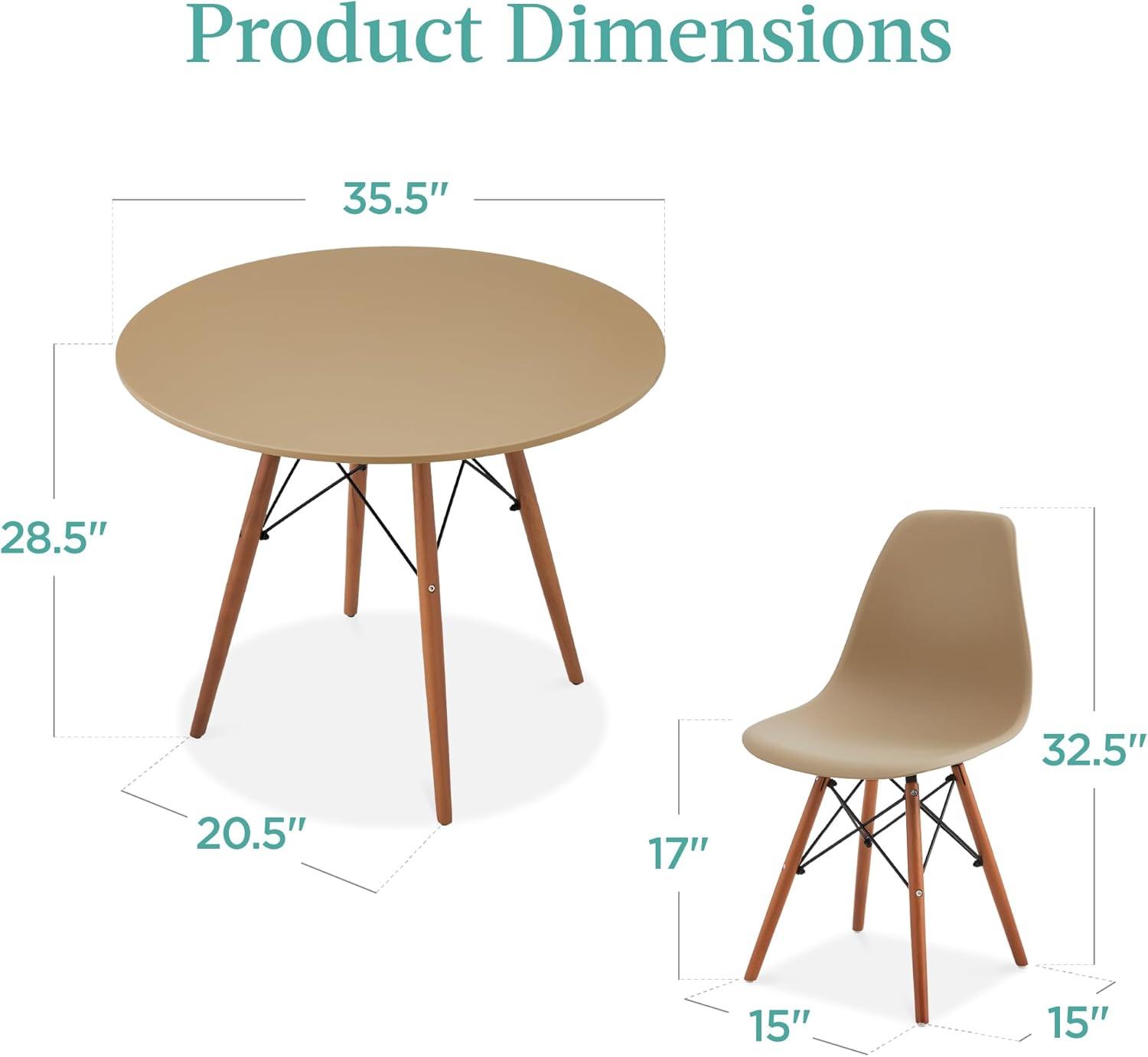 Best Choice Products 5-Piece Compact Mid-Century Modern Dining Set w/ 4 Chairs, Wooden Legs - Beige/Walnut