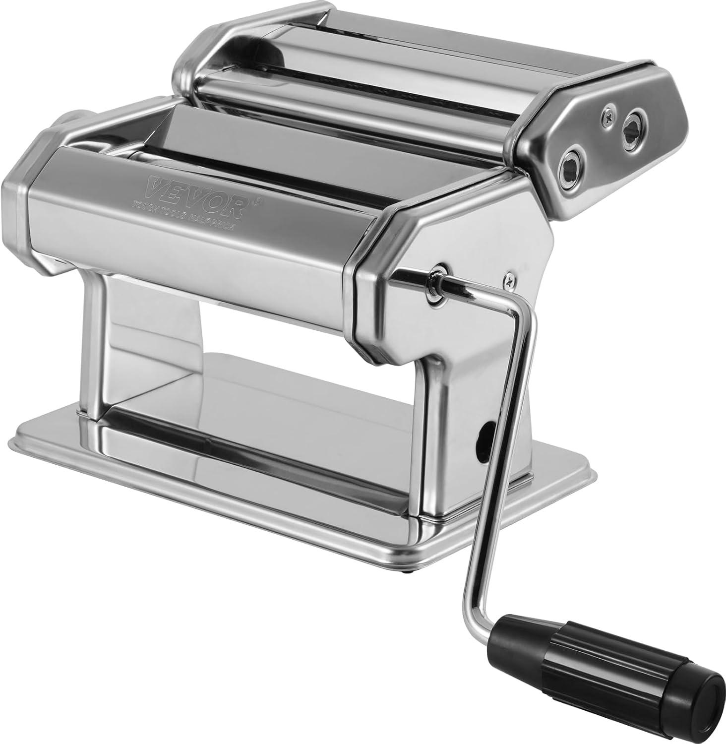 VEVOR Stainless Steel Manual Pasta Maker with Adjustable Thickness