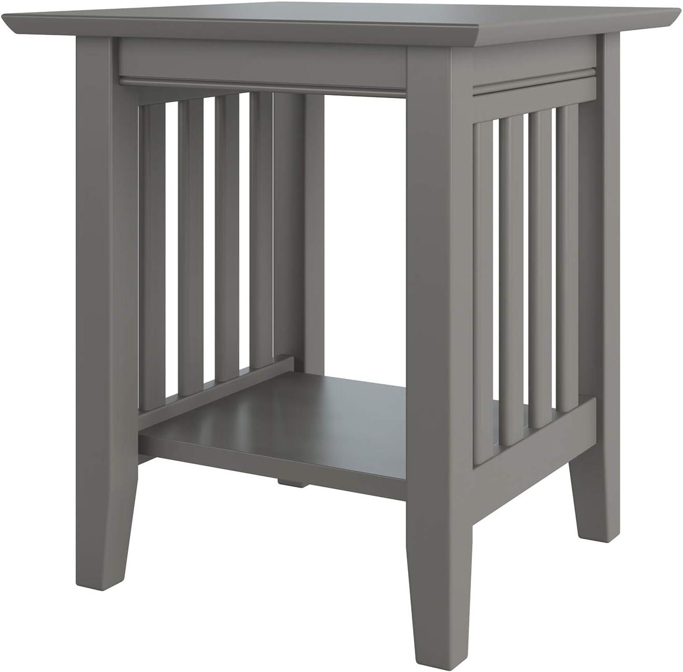 Mission Style Gray Solid Wood 20" x 20" End Table