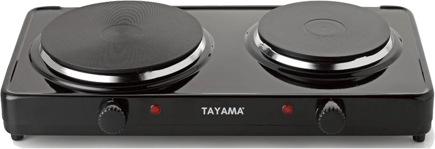 Tayama  Dual Burner Diecast Hot Plate with Temperature Controls, Black