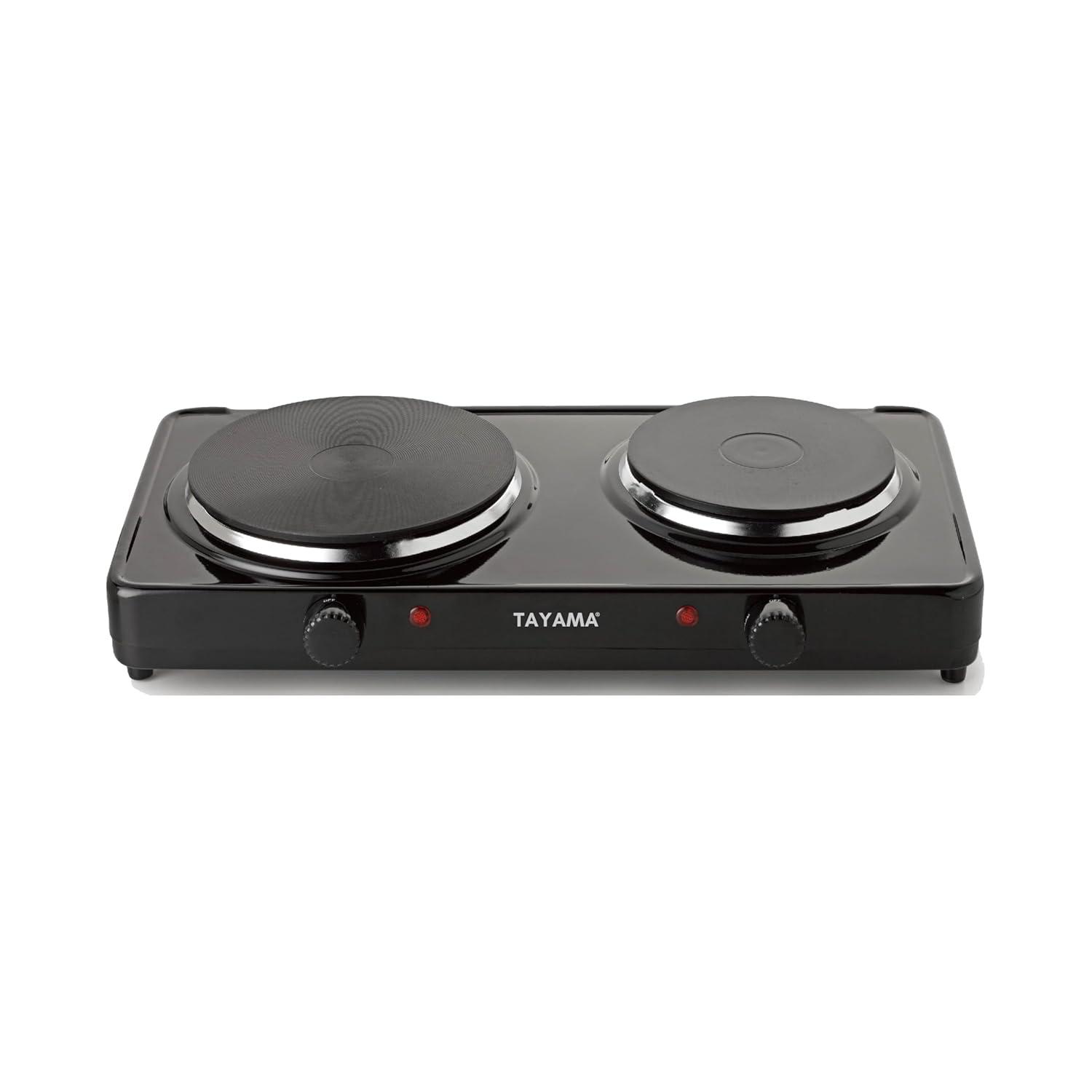 Tayama  Dual Burner Diecast Hot Plate with Temperature Controls, Black