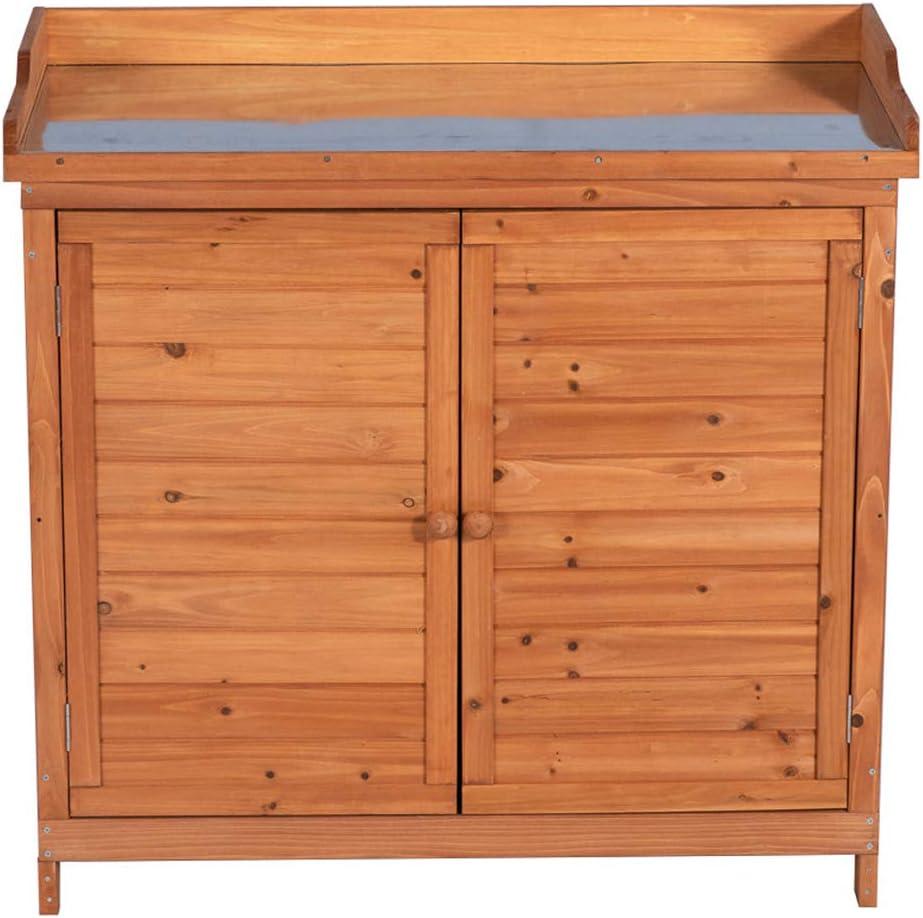 Natural Fir Wood Outdoor Garden Storage Cabinet with Potting Bench