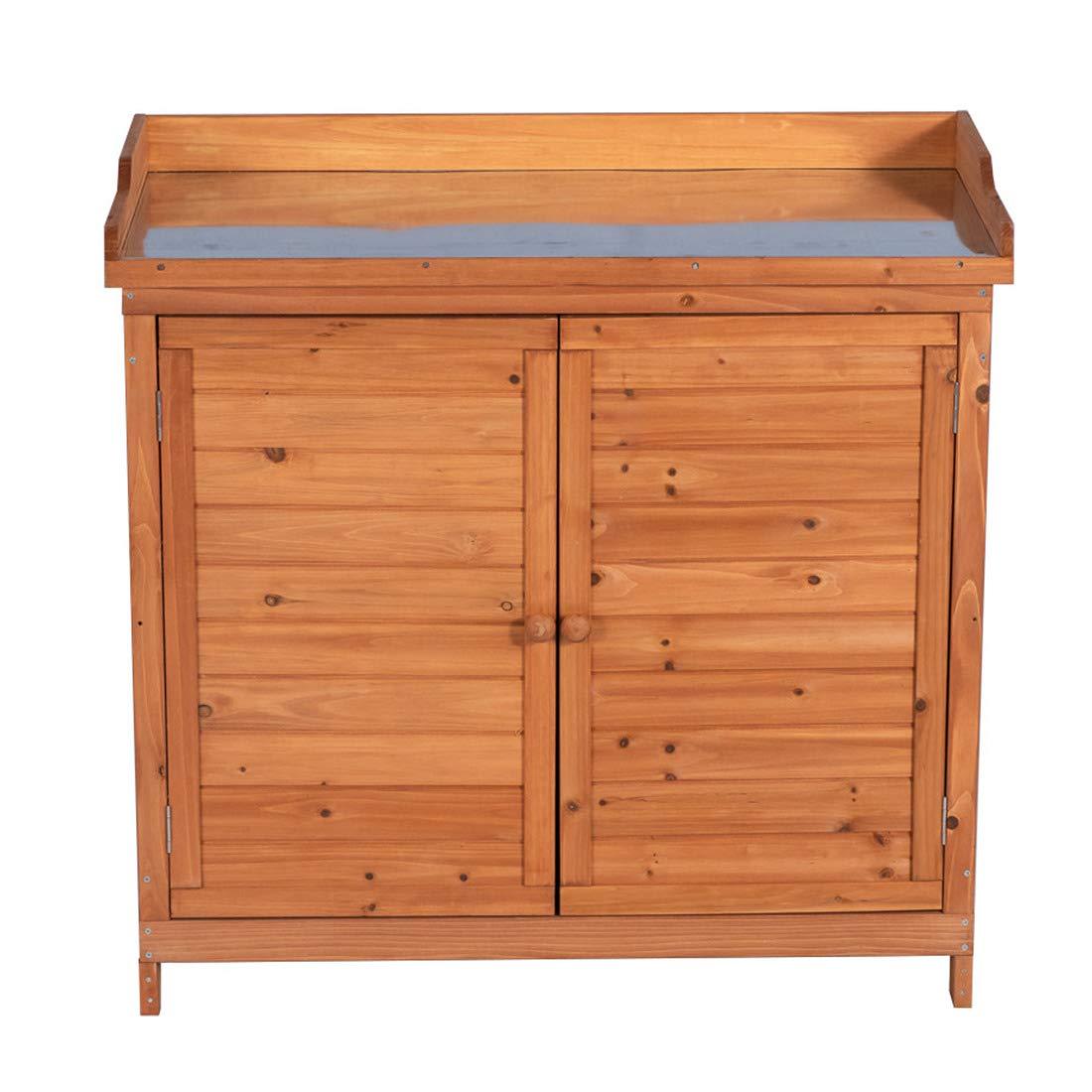 Natural Fir Wood Outdoor Garden Storage Cabinet with Potting Bench