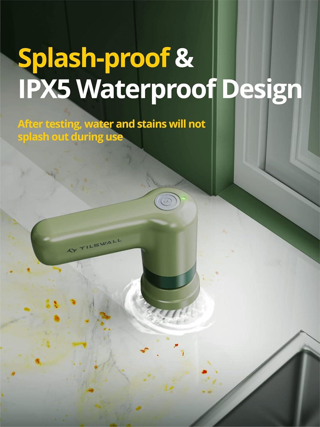 Tilswall Cordless Electric Spin Scrubber - IPX7 Waterproof Cleaning Brush with 180Min Runtime & 43" Extendable Handle, Ideal Gift for Home/Bathroom/Car (Includes 4 Brush Heads)