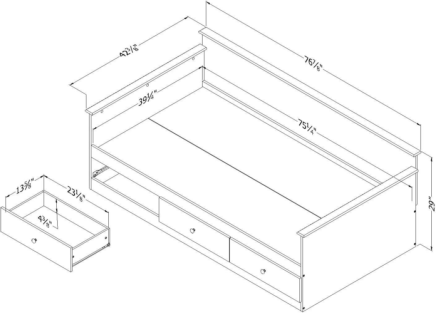 Twin Tassio Daybed with Storage Weathered Oak - South Shore