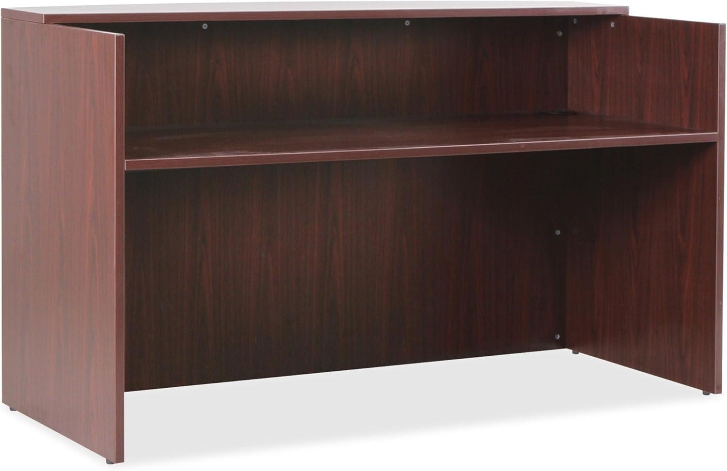 Lorell Essentials Series Mahogany Reception Desk 1" Top, 72" x 36" x 42.5"Desk - Material: Wood - Finish: Mahogany Laminate