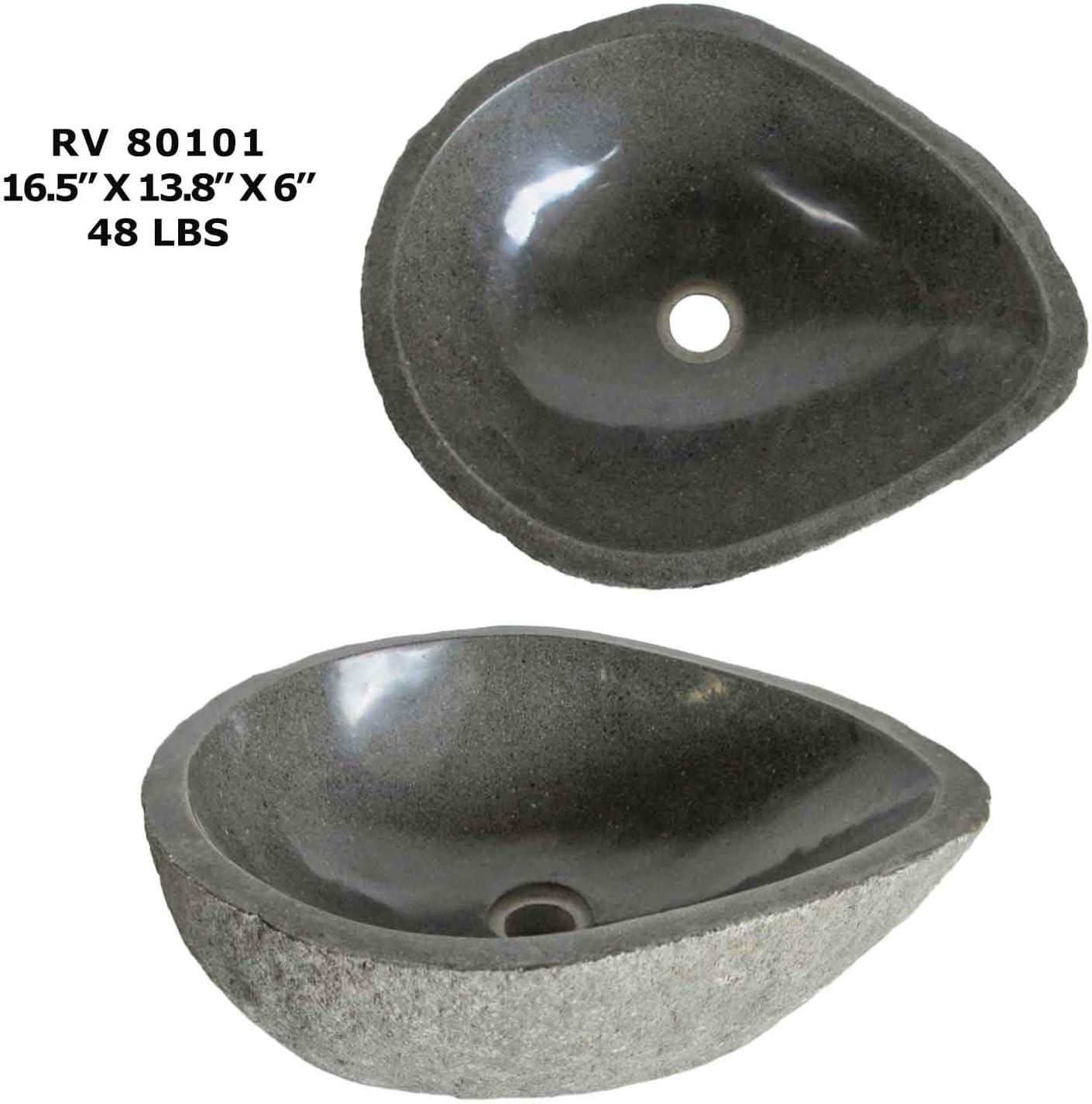 B.o.i 18'' Gray Stone Oval Bathroom Sink